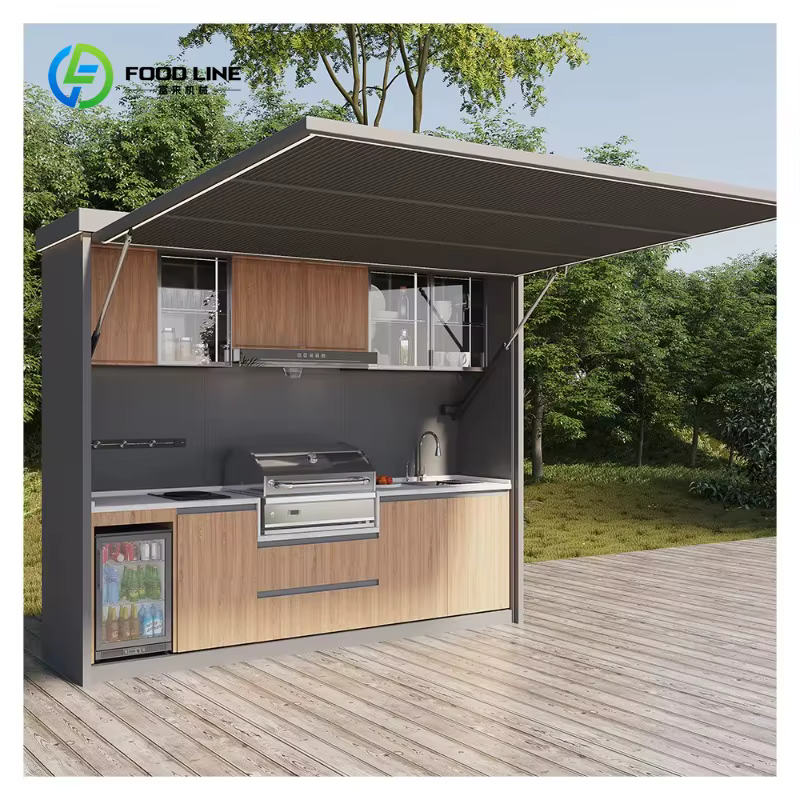 Ensemble de cuisine extérieure modulaire en acier inoxydable personnalisé, cuisine mobile de fête, c