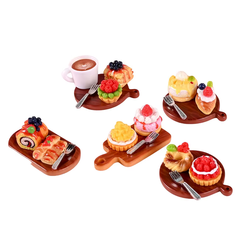 [DO] 2 pièces/ensemble Mini gâteau miniature pour maison de poupée, modèle de dessert, décoration de