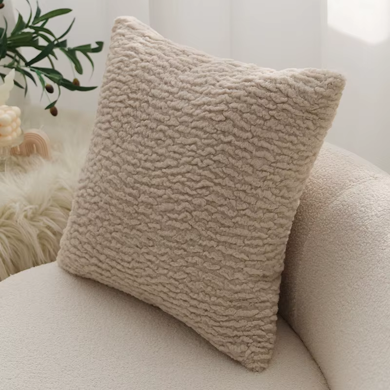 Housse de coussin kaki Style crème, taies d'oreiller en peluche douce, décoration de maison, housses
