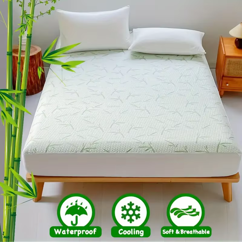 Housse de matelas imperméable en bambou (sans taie d'oreiller), drap-housse rafraîchissant et respir