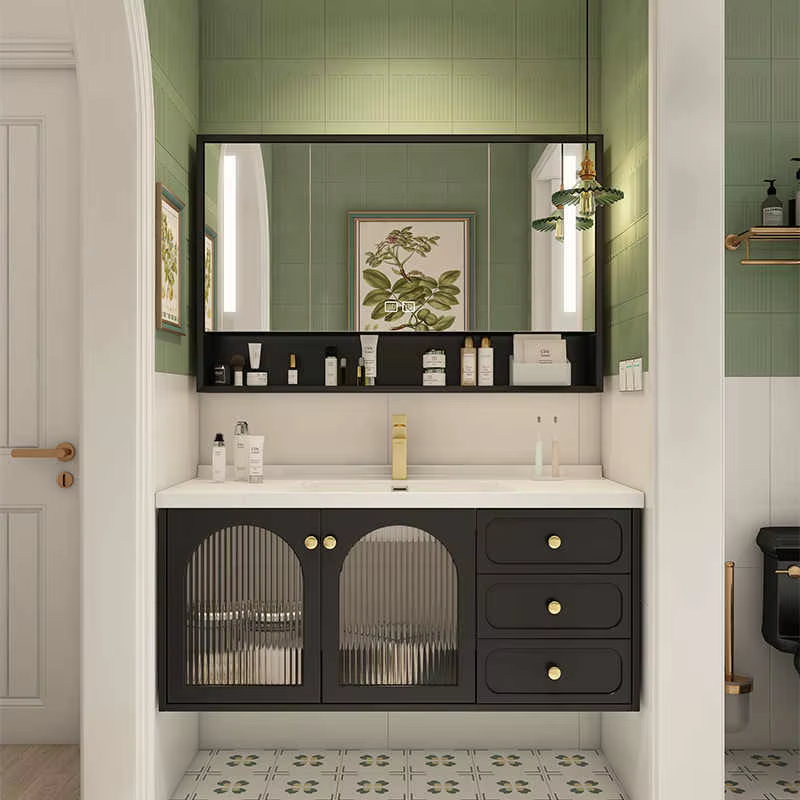 XHSH Lavabo français en chêne, combinaison d'armoire de salle de bain de Style Antique, lavabo intég