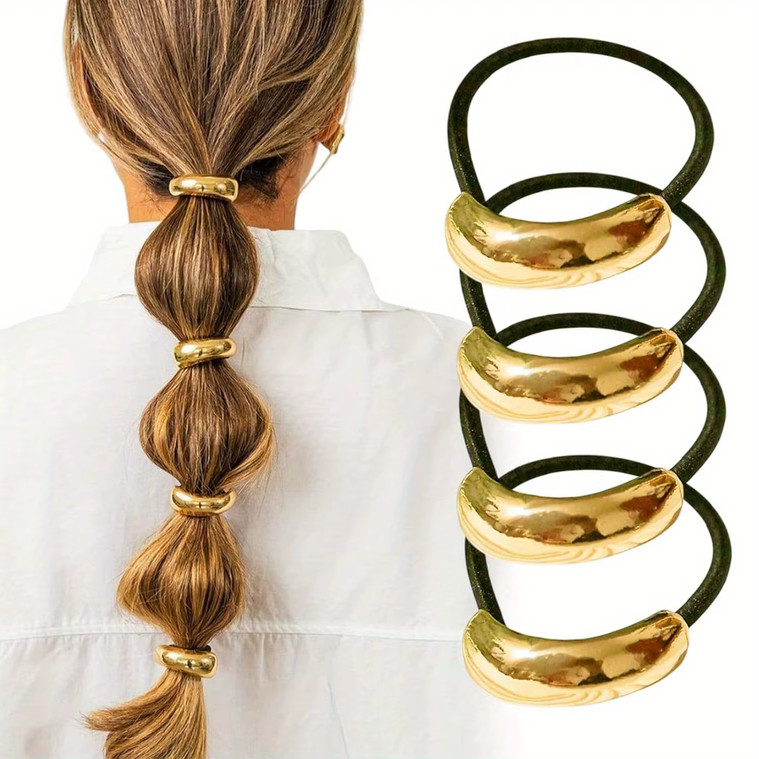 Attaches de cheveux en métal doré pour femmes, 4 pièces, accessoires pour anniversaires et Occasions
