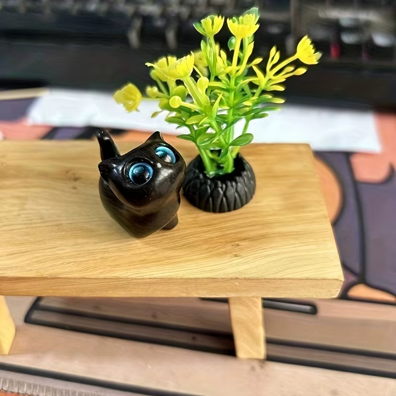 Charmante Figurine de chaton en bois, décoration de chat artisanale pour la maison, idée cadeau parf
