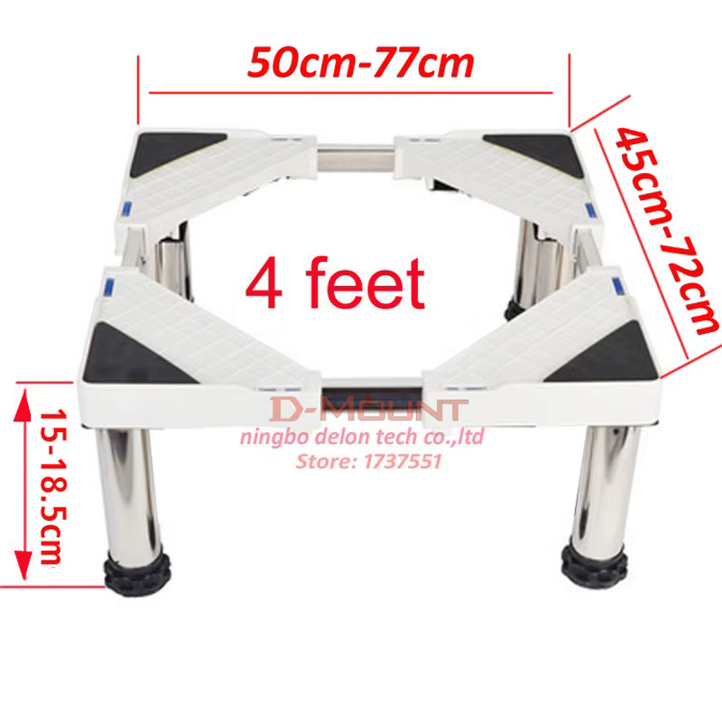 (4 pieds) 15-18.5cm hauteur réglable 25mm support de montage pour réfrigérateur en acier inoxydable 