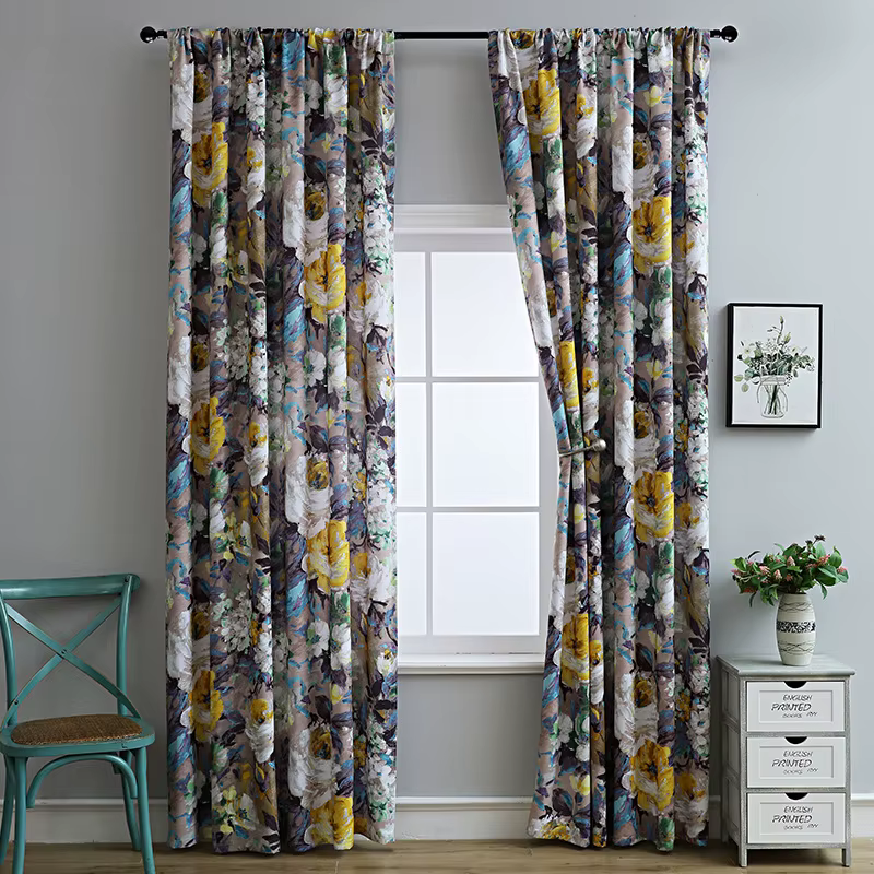 Rideau de fenêtre rétro avec peinture florale, 260cm, pour salon, ombrage, traitement de Style pasto