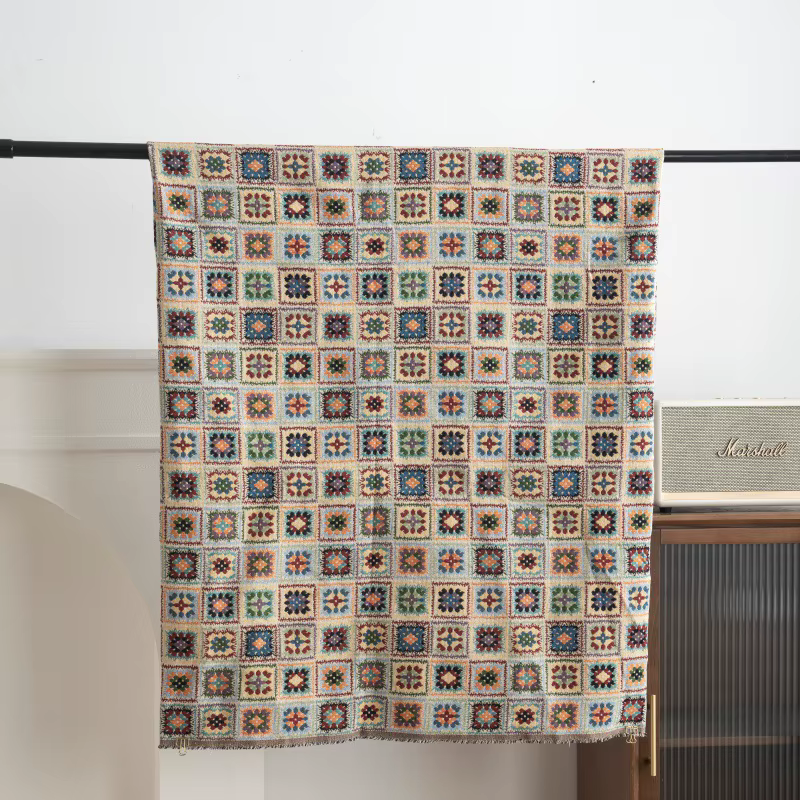Tissu Jacquard marocain de Style ethnique, grille de blocage de couleur pour bricolage, couture de c