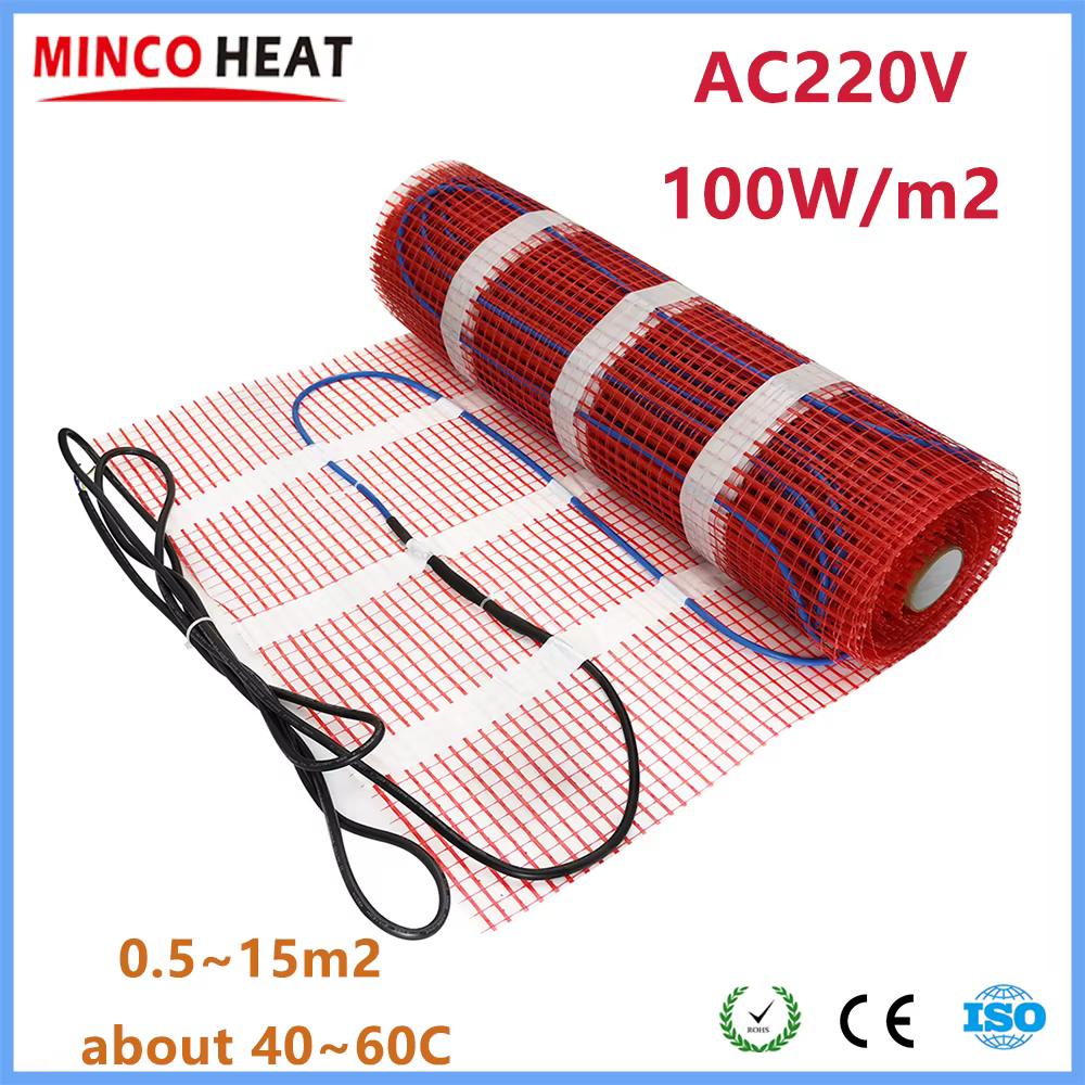 MINCO HEAT AC220V 1 à 30m 100w/m2 tapis chauffant électrique pour la maison salon/chambre de bain ca