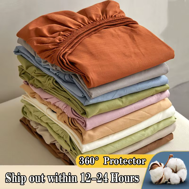 Drap-housse en coton avec bandes élastiques antidérapantes, housses de matelas ajustables pour lit s