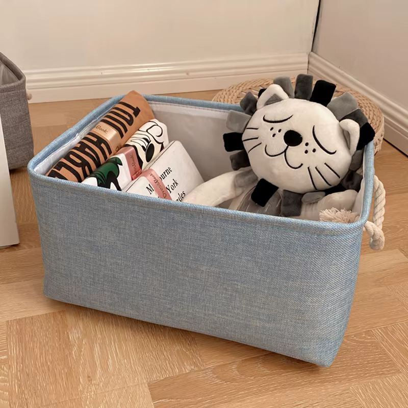 Nouveau panier de rangement en tissu de lin grande capacité, pour le tri et l'organisation d'article