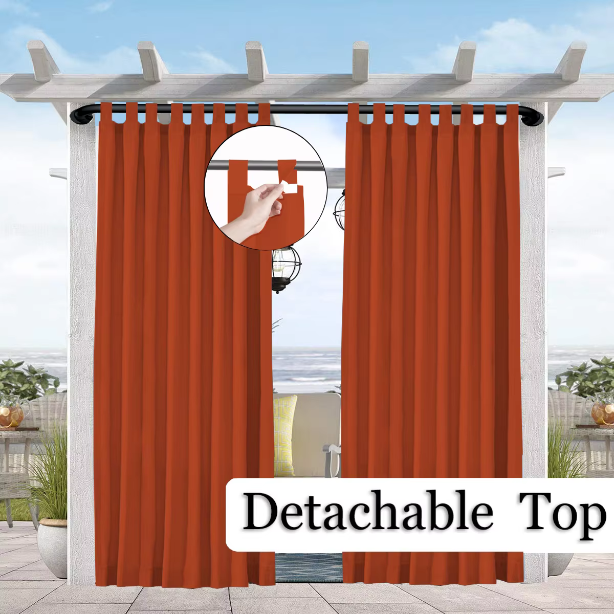 Rideau imperméable et bloquant le soleil, 1 pièce, dessus d'onglet facile à accrocher pour décoratio