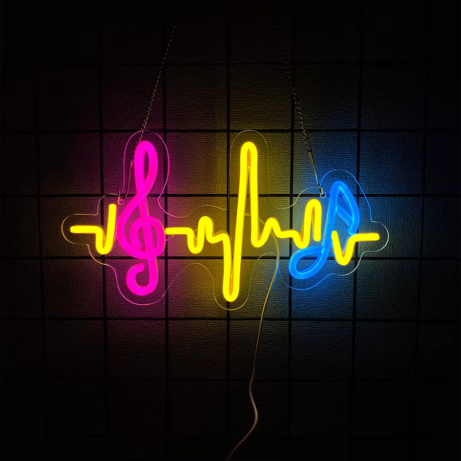 Enseigne néon LED karaoké, icône de note de musique avec microphone, idéale pour les bars, clubs, sa