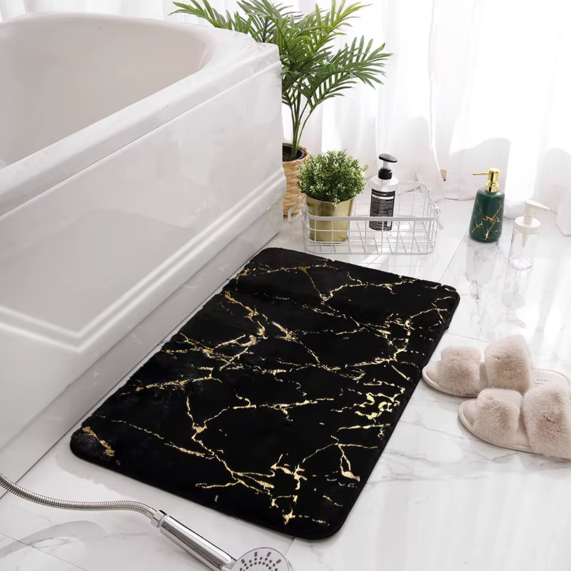 Tapis de bain antidérapants en marbre noir et or, 40x60cm, 50x80cm, 60x90cm, 80x120cm, tapis de douc