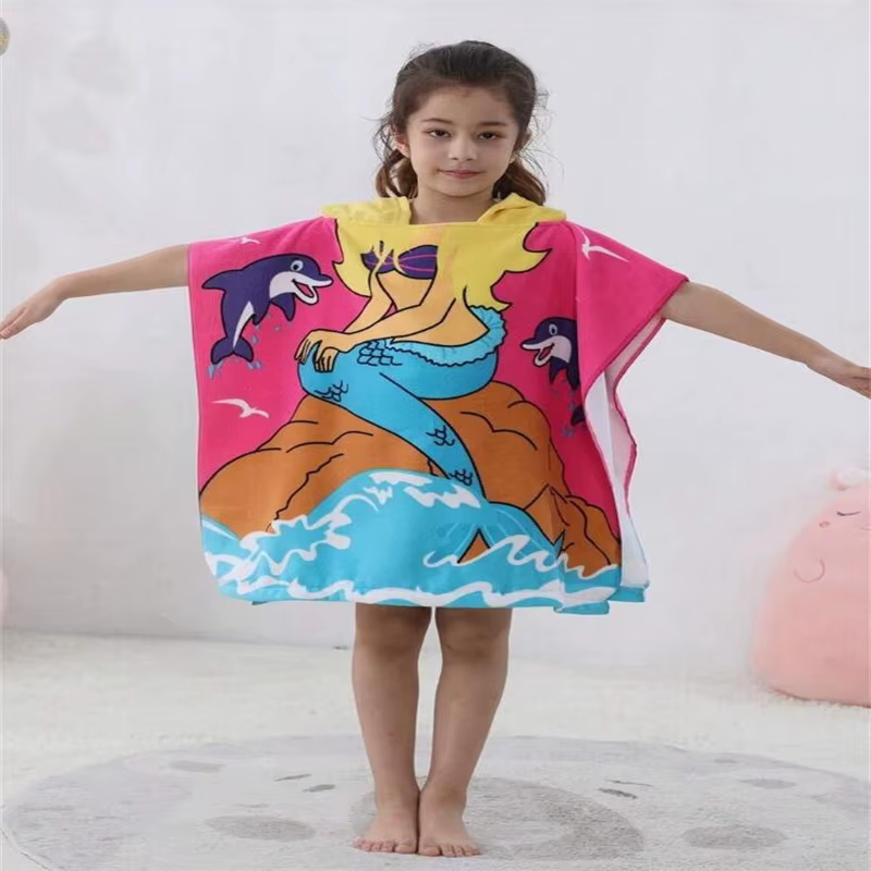Serviette de plage à capuche pour enfants, serviette de bain, poncho pour enfants, motif lapin, serv