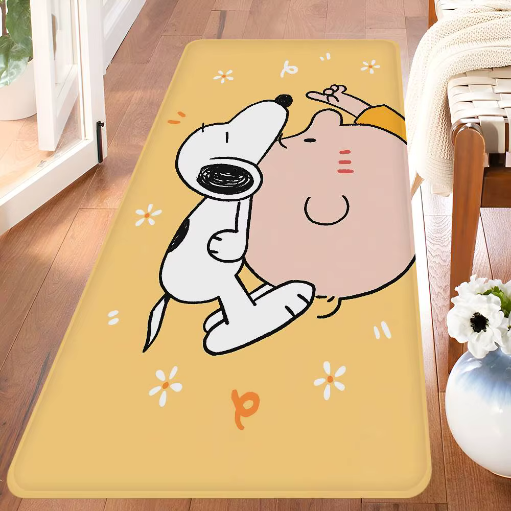 Tapis de porte d'entrée lavable et antidérapant, motif dessin animé S-Snoopy, pour salon, chaises, c