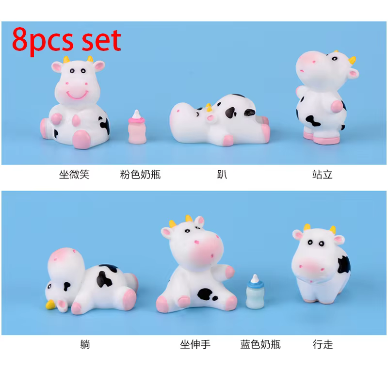 Figurines de vache adorables, 5 à 8 pièces, Miniatures, décoration de maison, accessoires de table K