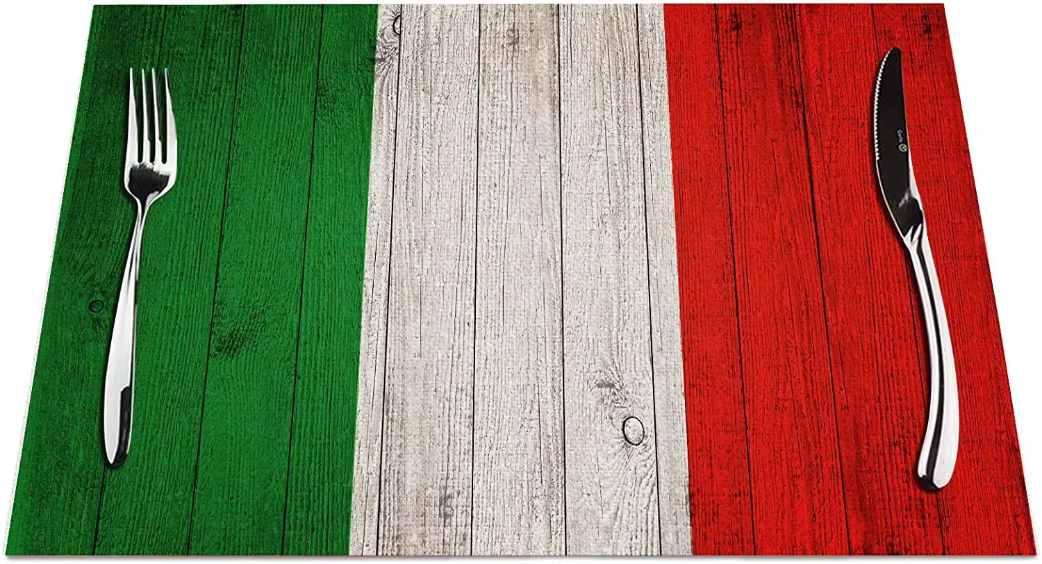 Napperons drapeau italien 30x40CM, 1 pièce, napperons drapeau italien sur planche de bois résistants