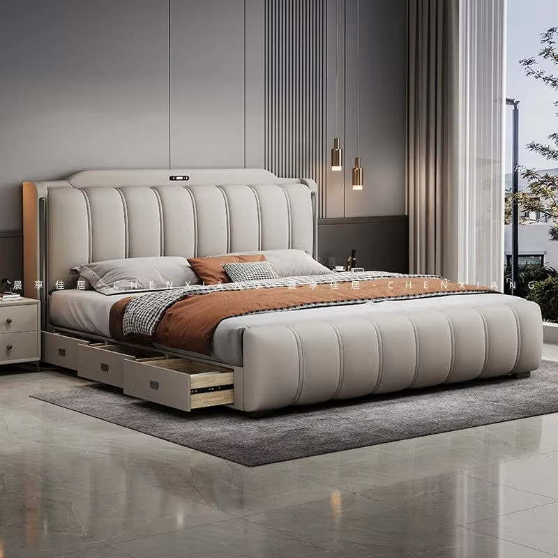 Chambres uniques lits cadre tête De lit moderne luxe lits double rangement Camas De Casal De Luxo me
