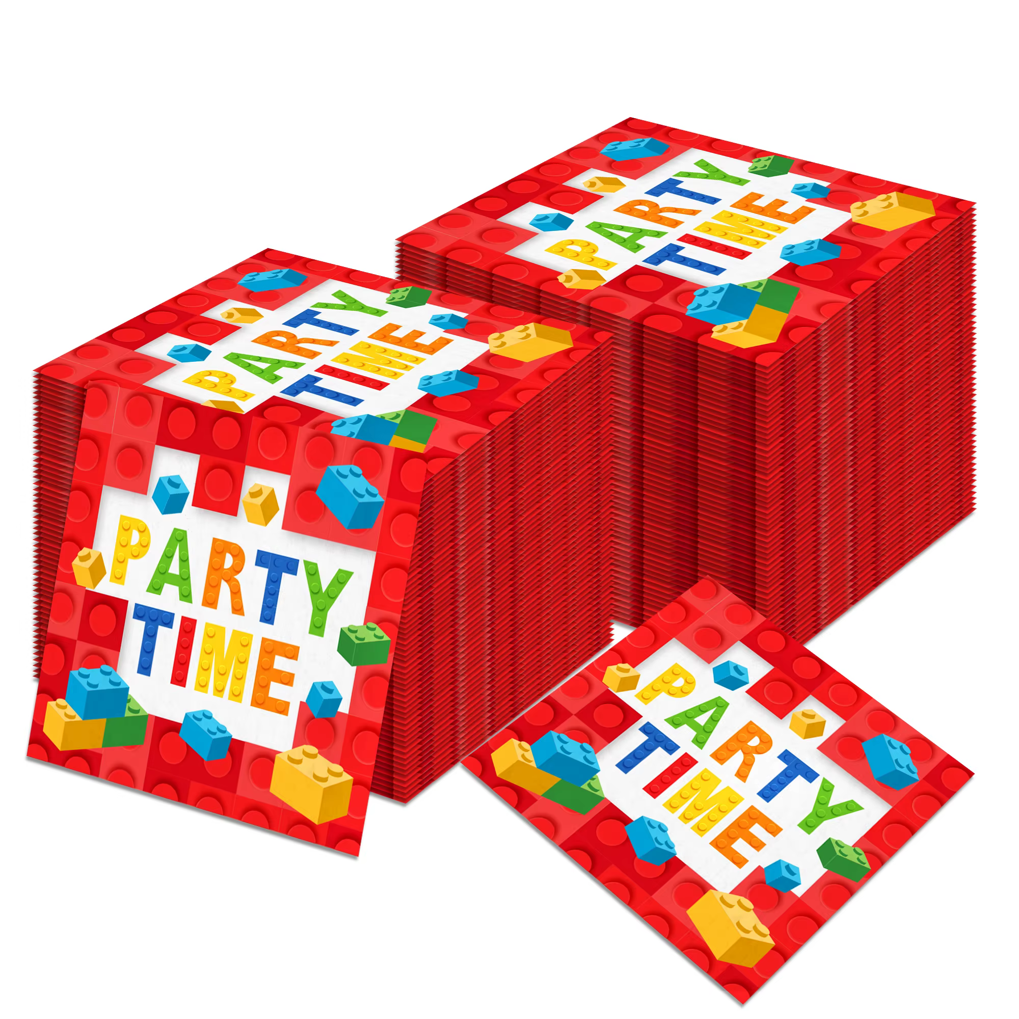20 serviettes en papier sur le thème des blocs de construction, parfaites pour les fêtes d'anniversa