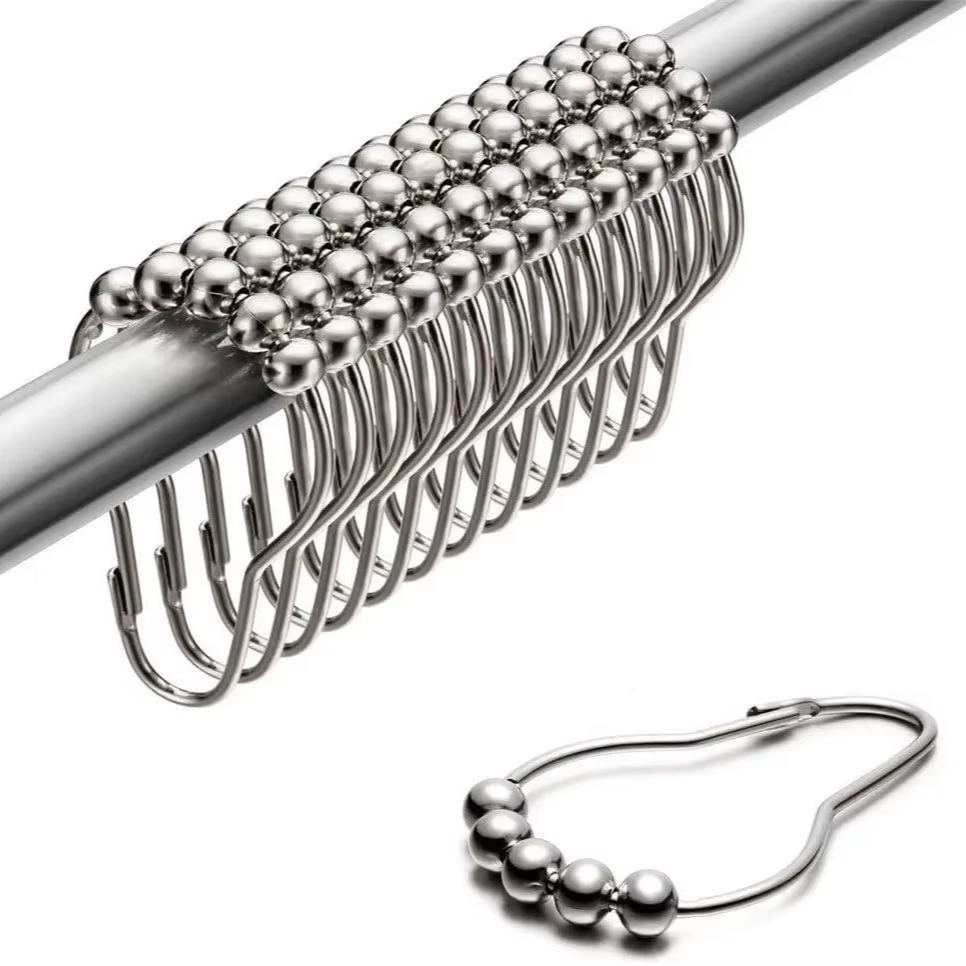 Anneaux de rideau de douche, lot de 12, crochets de douche en métal résistant à la rouille, anneaux 