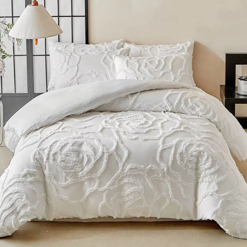 Ensemble de housse de couette à motif floral 3D en microfibre de haute qualité, housse de couette do
