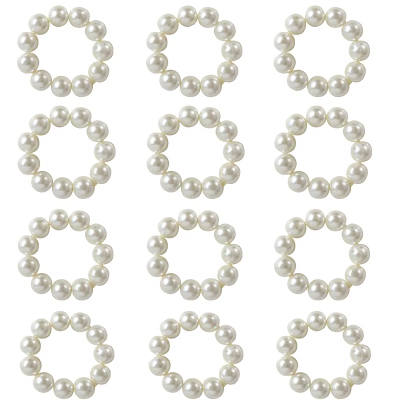 Anneaux de serviette en perles 6/12, porte-anneau de serviette, anneaux de serviette en Imitation de