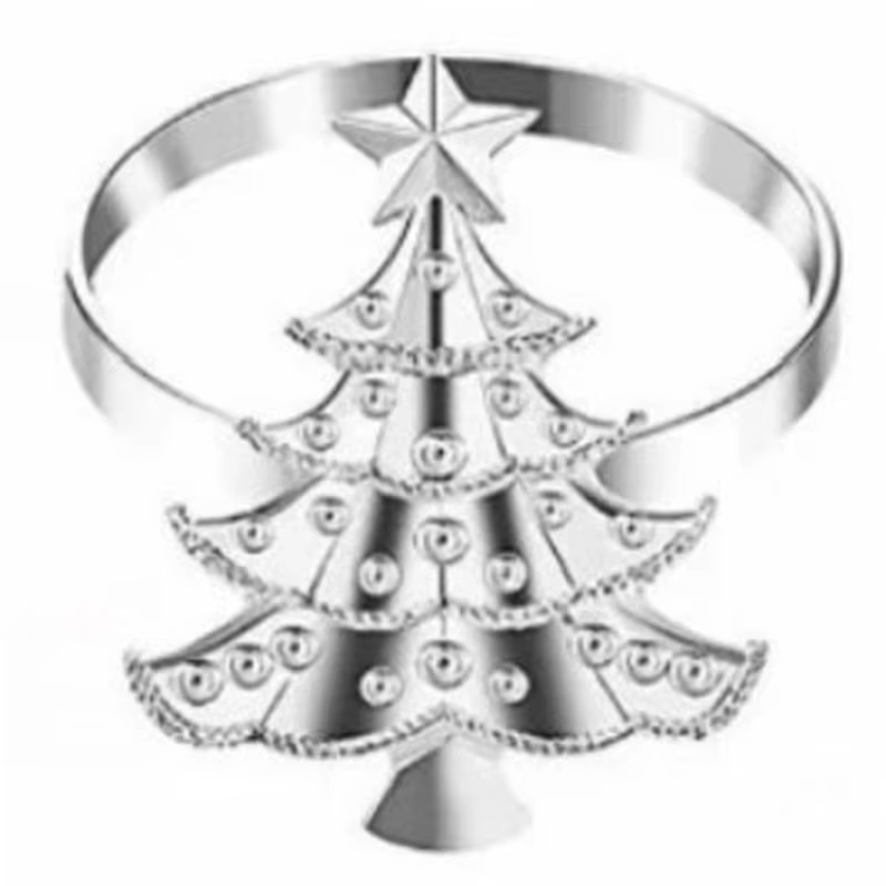 Anneau de serviette en forme d'arbre de noël, boucle de serviette créative en métal, cercle de tissu