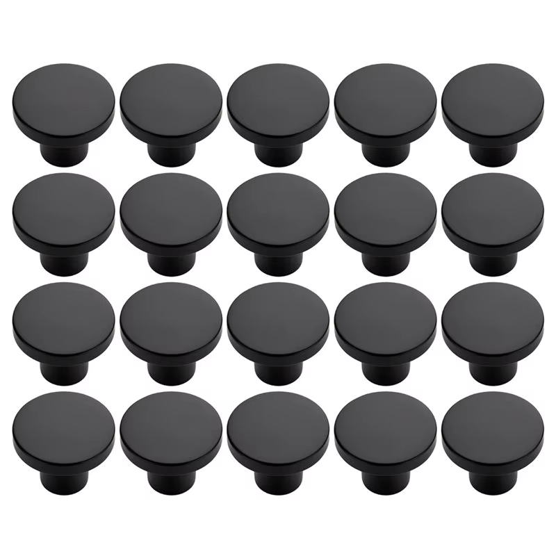RMWIN - Boutons de meuble de cuisine - Design rond noir, lot de 20, pour tiroirs, portes de placards