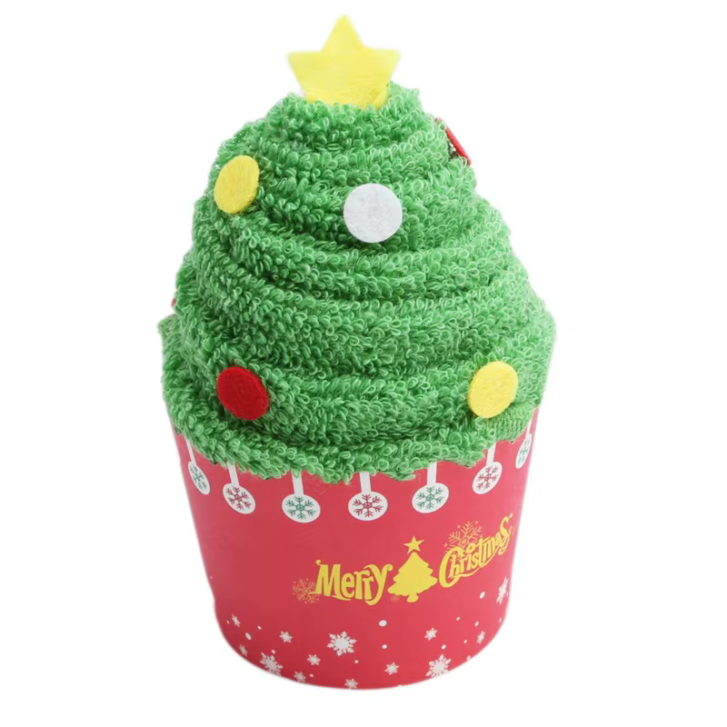 Serviette de noël douce en microfibre absorbante, serviette en forme de gâteau du père noël, lavage 