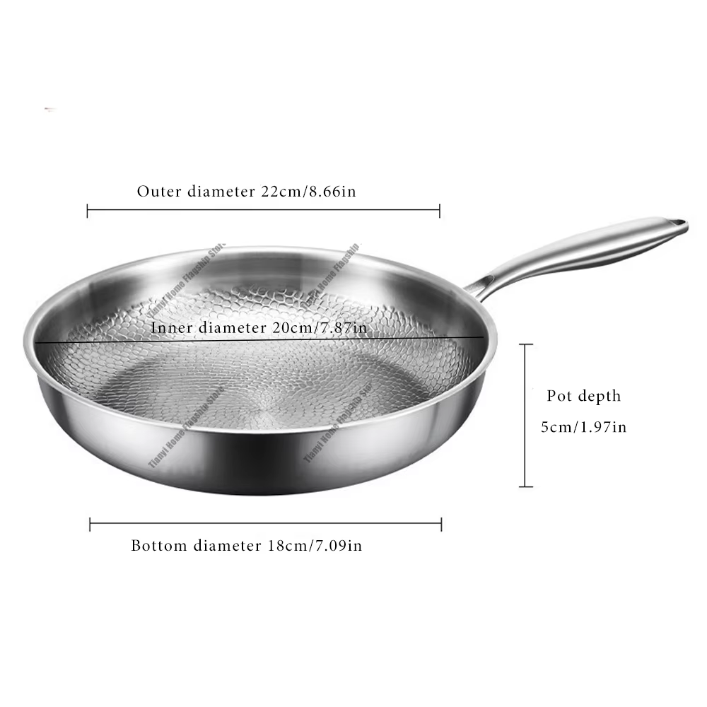 Poêle à frire en acier inoxydable titane 22/24/26/28/30 cm, antiadhésive, wok, poêle à œufs, poêle à
