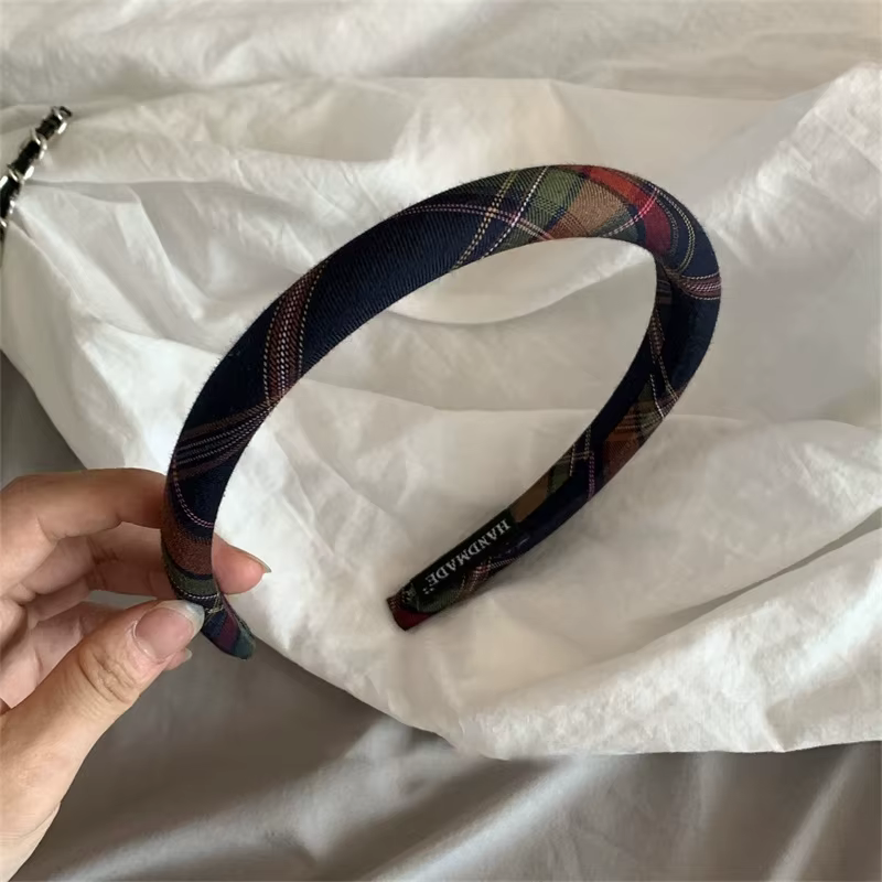 Serre-têtes à carreaux tendance pour femmes et filles, accessoires de coiffure quotidiens, bandeaux 