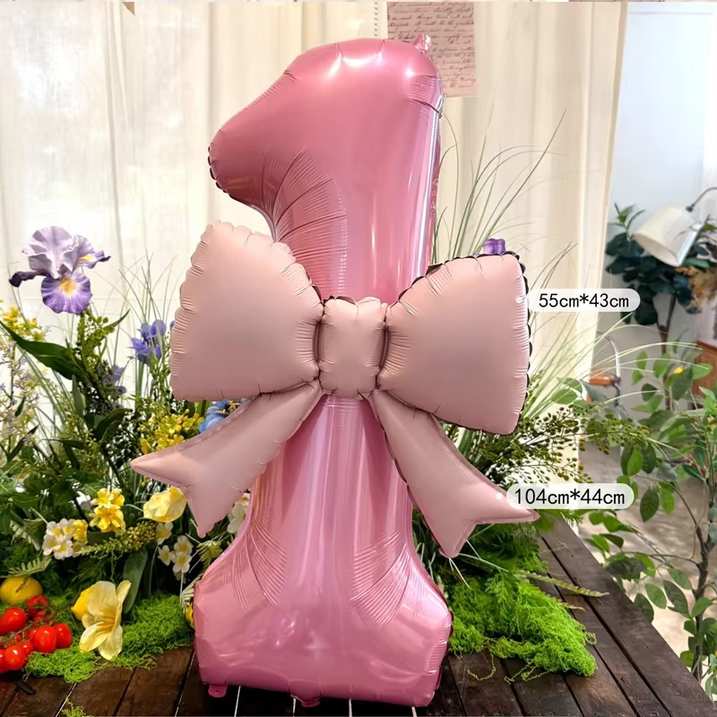 Ballons numériques roses en aluminium avec nœud papillon, 40 pouces, pour filles, décor de fête d'an