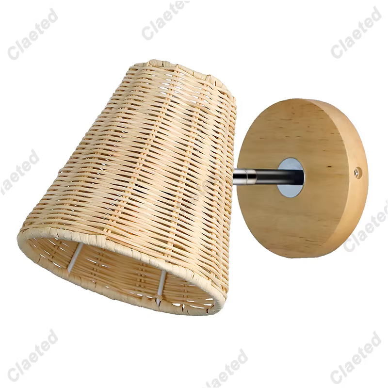 Applique murale décorative en rotin tissée à la main E27, lampe de chevet pour chambre à coucher, sa