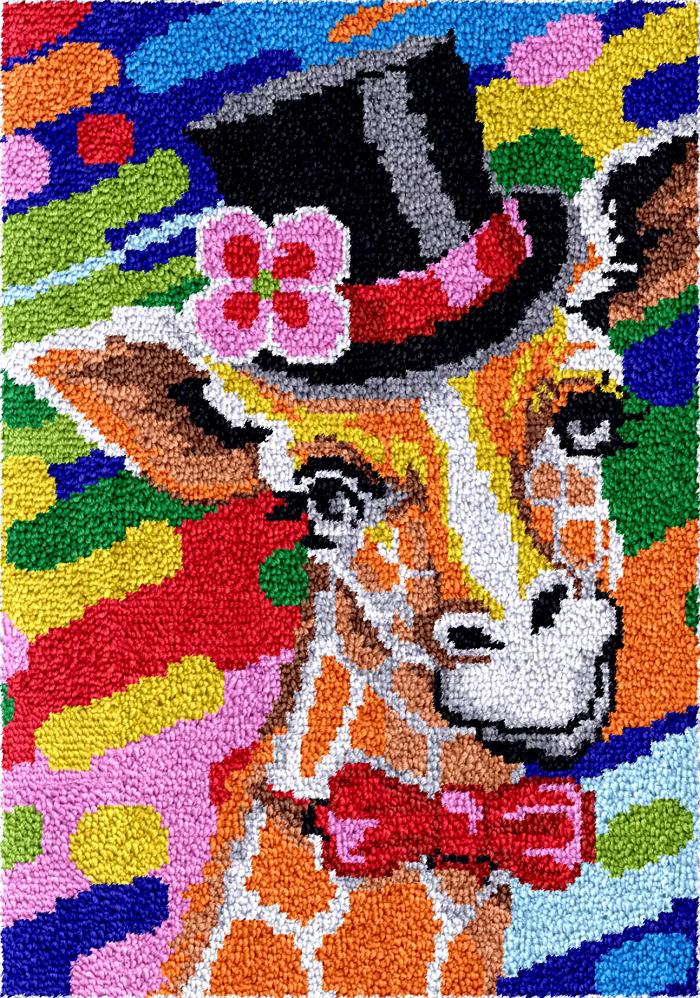 Kit de broderie de tapis avec crochet à loquet grande taille motif girafe, pour loisirs créatifs, su
