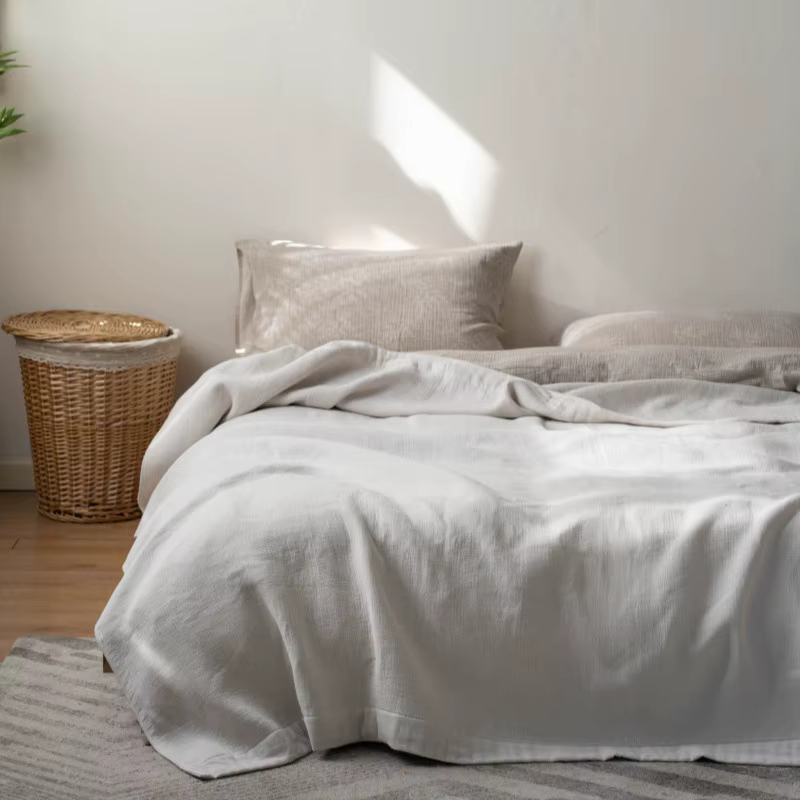 Couvertures en coton et lin pour lits, couvre-lit d'été en tissu éponge, style japonais, respirant, 