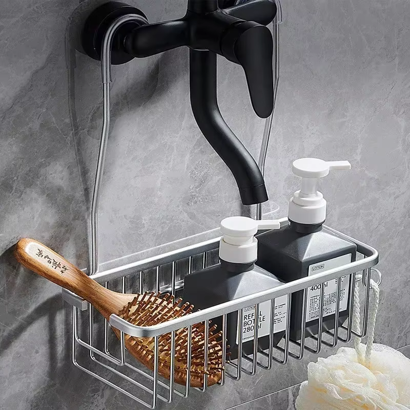 Support de douche de toilette pratique, sans Installation de perçage, panier de rangement de salle d