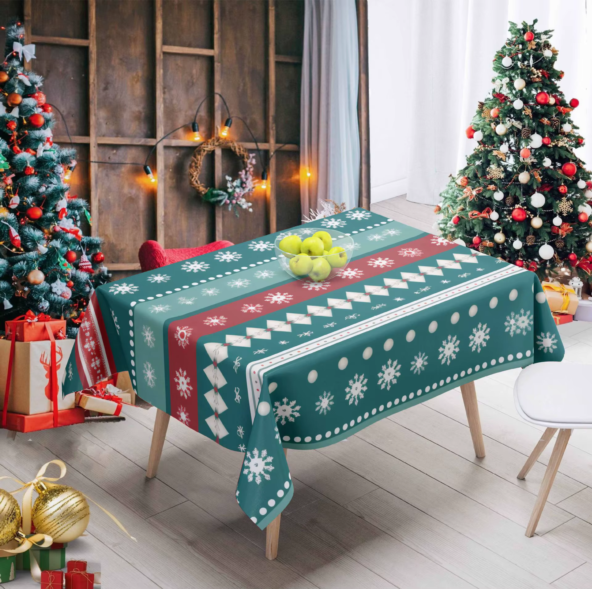 Nappe de Table de noël rouge, tissu décoratif festif pour salon, atmosphère de noël, nappe de Table 