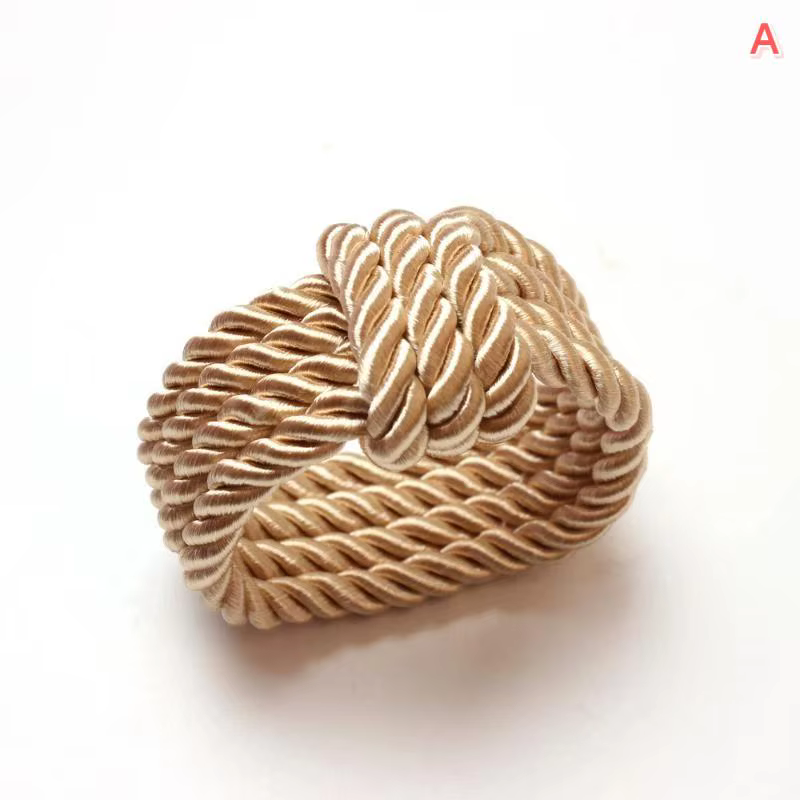 Anneau de serviette en corde tressée circulaire, décoration de Noël, boucle de serviette de couleur 