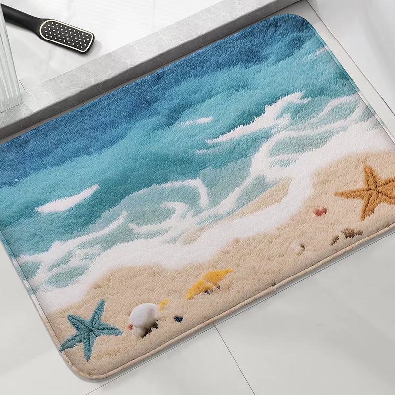 Tapis de salle de douche de plage et de bord de mer, tapis de pied absorbant l'eau, décoratif, pour 