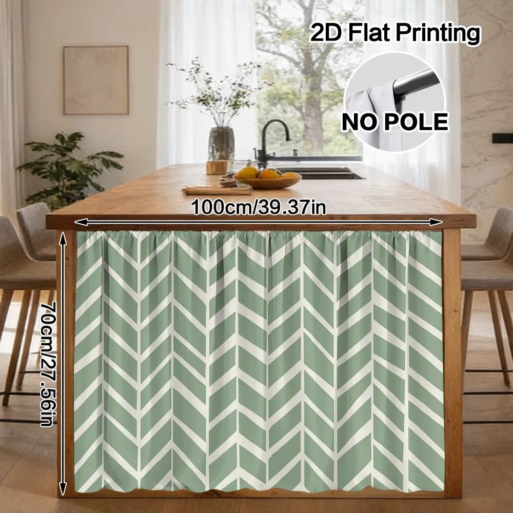Rideau de cuisine VIKAMA vert sauge à chevrons, rideau demi-longueur minimaliste anti-poussière pour