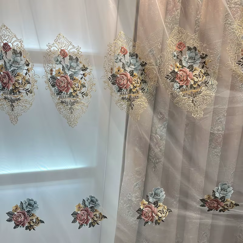 Rideaux de salon et chambre à coucher grand format roses, occultants, à motifs européens, chauds, fe