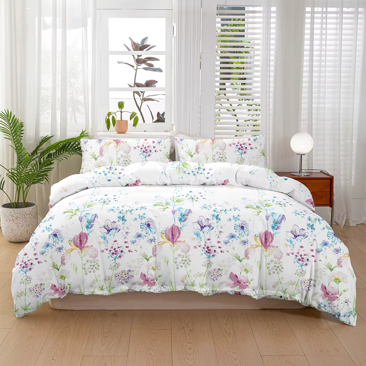 Ensemble de housse de couette à motif floral, 3 pièces, ensemble de literie doux et respectueux de l