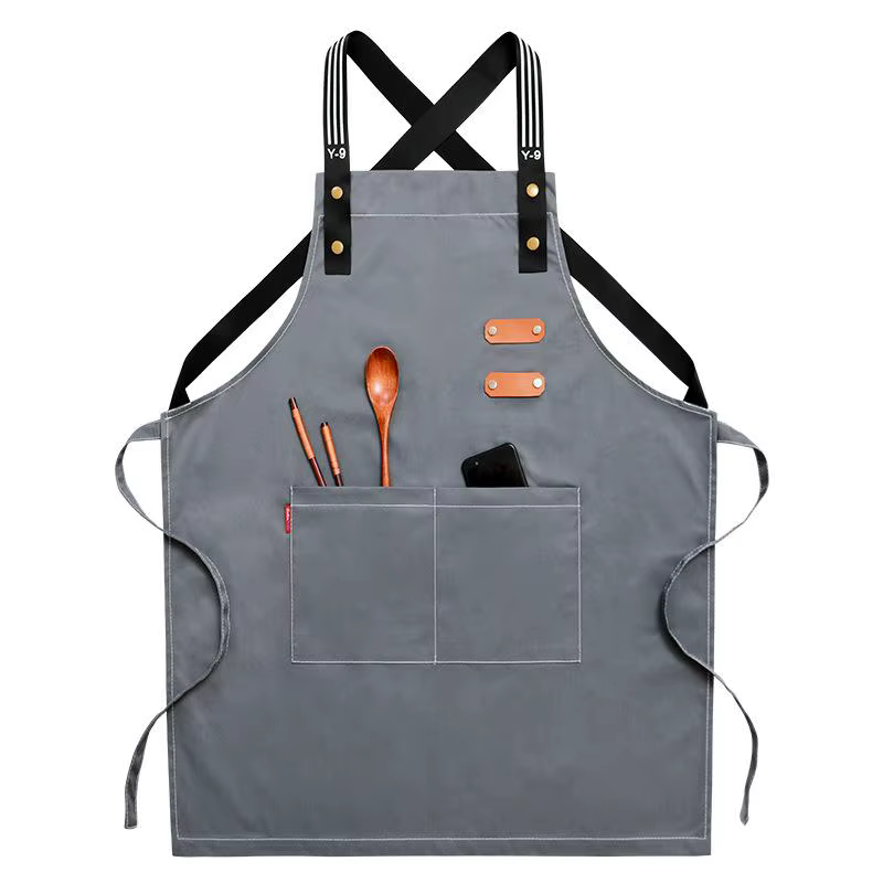 Tablier de cuisine en toile avec Logo personnalisé, thé au lait, pain, café, serveur de Restaurant m