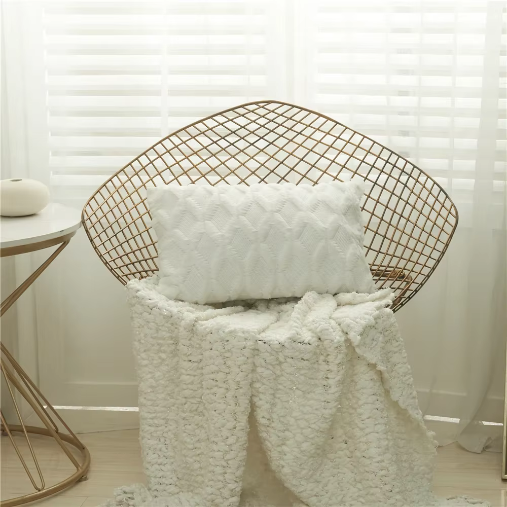 Juste de coussin carrée en peluche blanche, style Boho, taie d'oreiller pour chaise de salon, décora