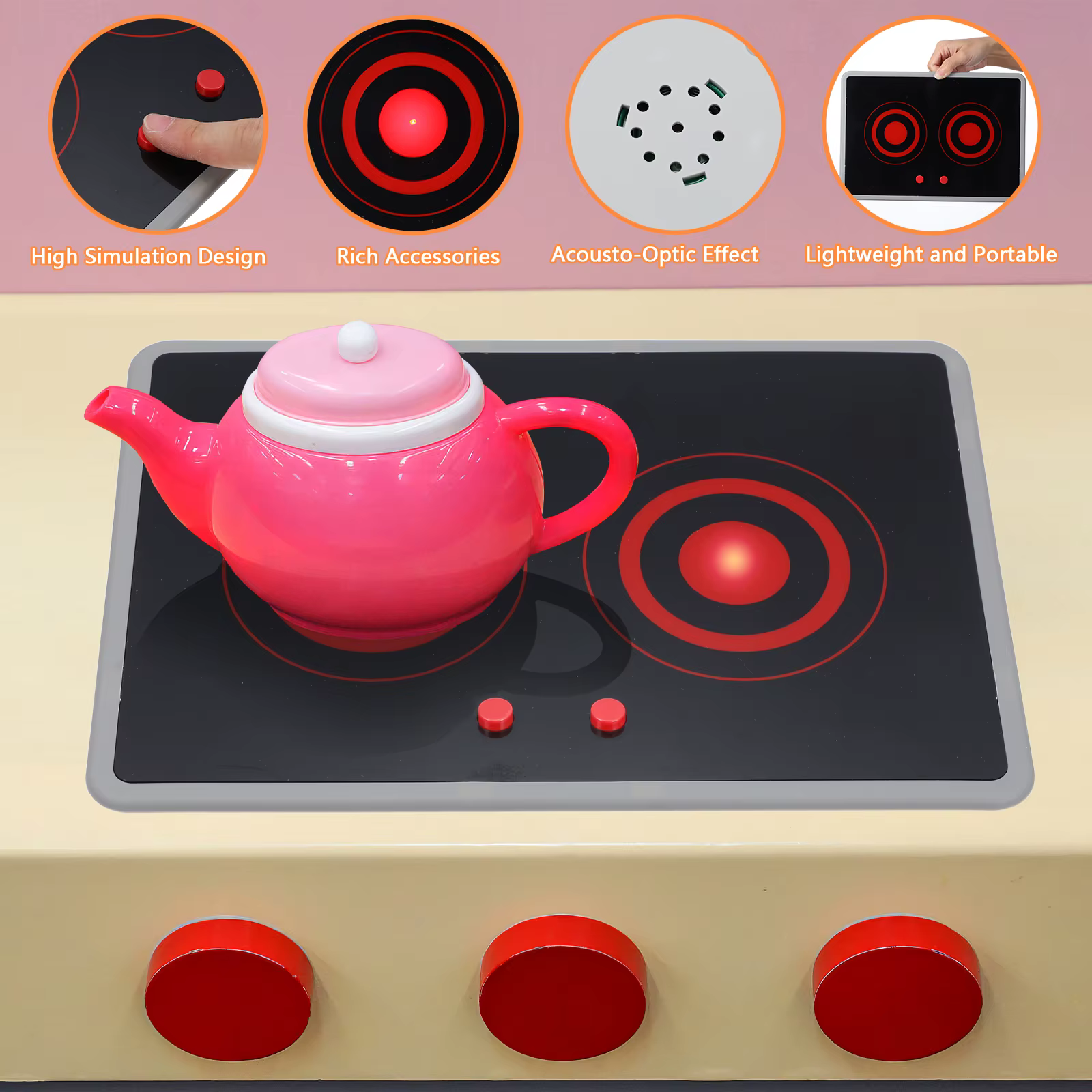 Cuisinière à induction simulée, appareil de cuisine pour enfants, poêle à Induction réaliste, cuisin