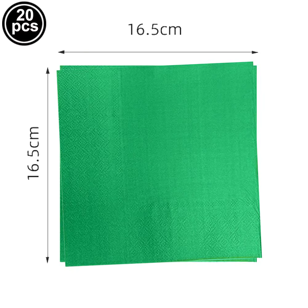 Serviettes de Cocktail jetables rouge vert, serviettes en papier pour boissons, fournitures pour ann