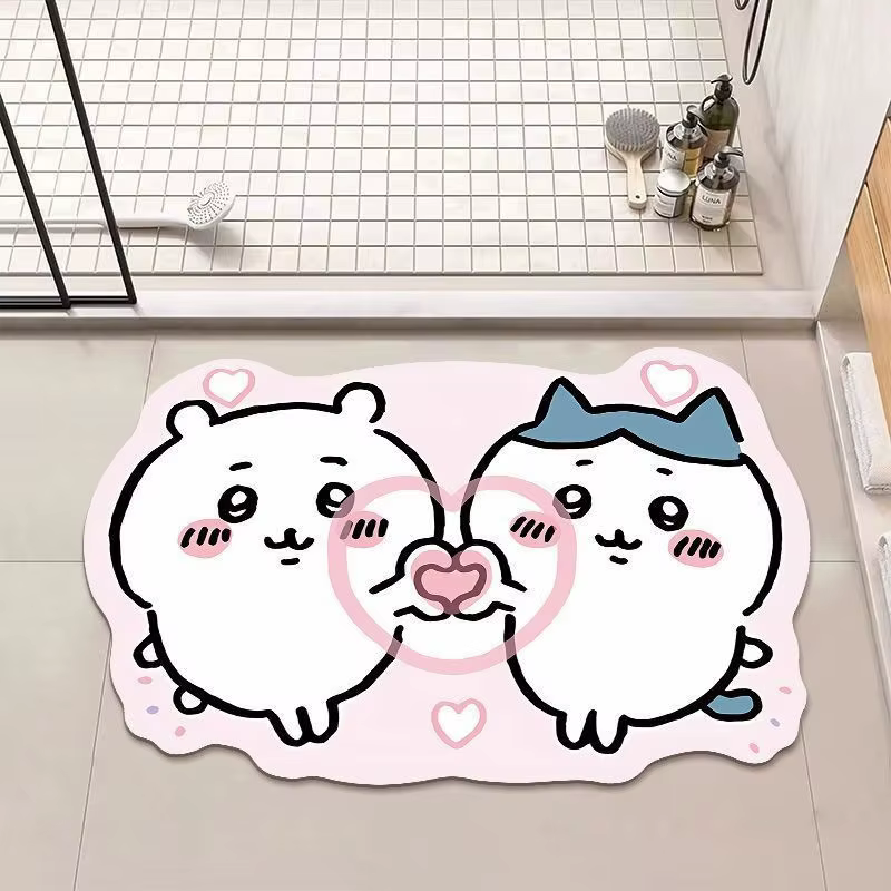 Tapis de bain Chikawa en terre de diatomée super absorbant antidérapant de forme irrégulière pour sa