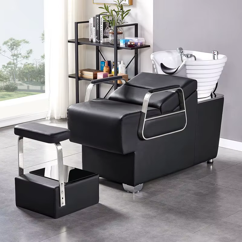 Chaise de salon de coiffure pour shampoing, lit de rinçage semi-allongé, luxe abordable