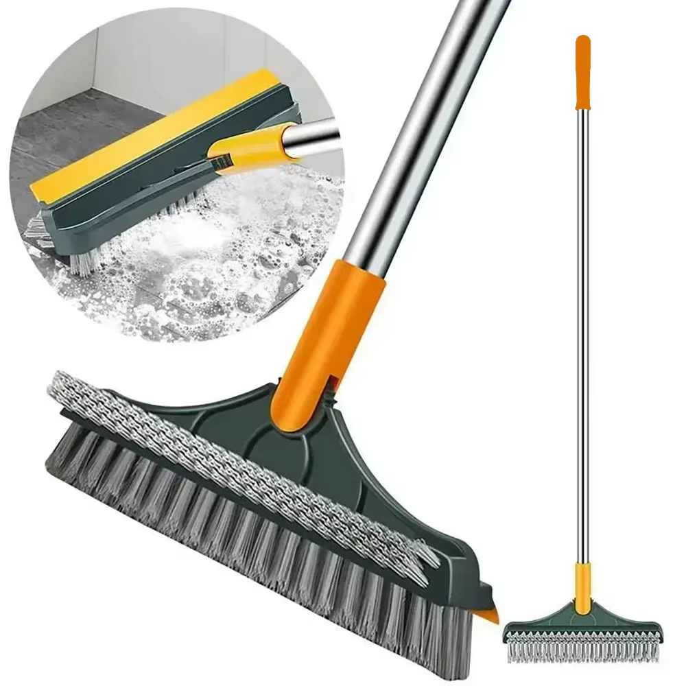 Brosse de nettoyage 2 en 1 pour sol de salle de bain, essuie-glace amovible à Long manche, balai mag