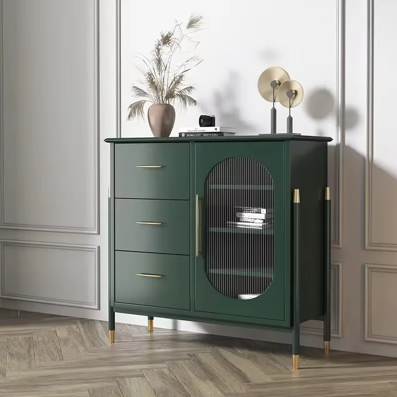 Armoire de rangement au sol, porte sur pied verte, meuble de salon pour parfum, jouets de vin de lux