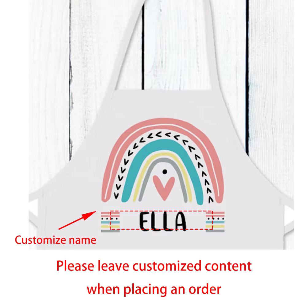 Tablier arc-en-ciel personnalisé pour petites filles, peinture, cuisson, cadeau d'anniversaire, déco